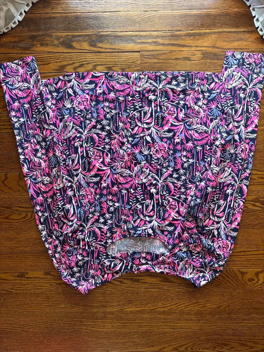 Lilly Pulitzer Navy Sleeveless Top with Pink & White Tropical Print